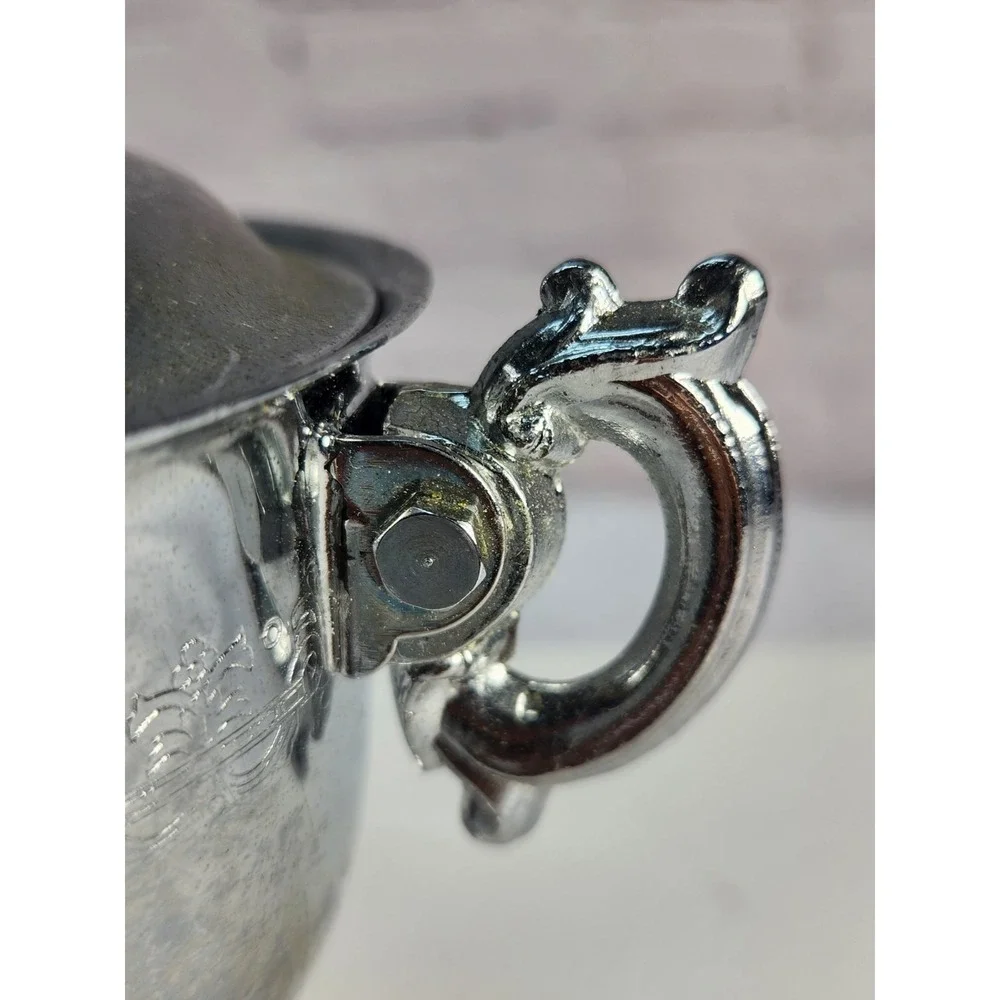 Vintage Sugar Bowl  With Lid Silver Plated Ornate Pedestal Base